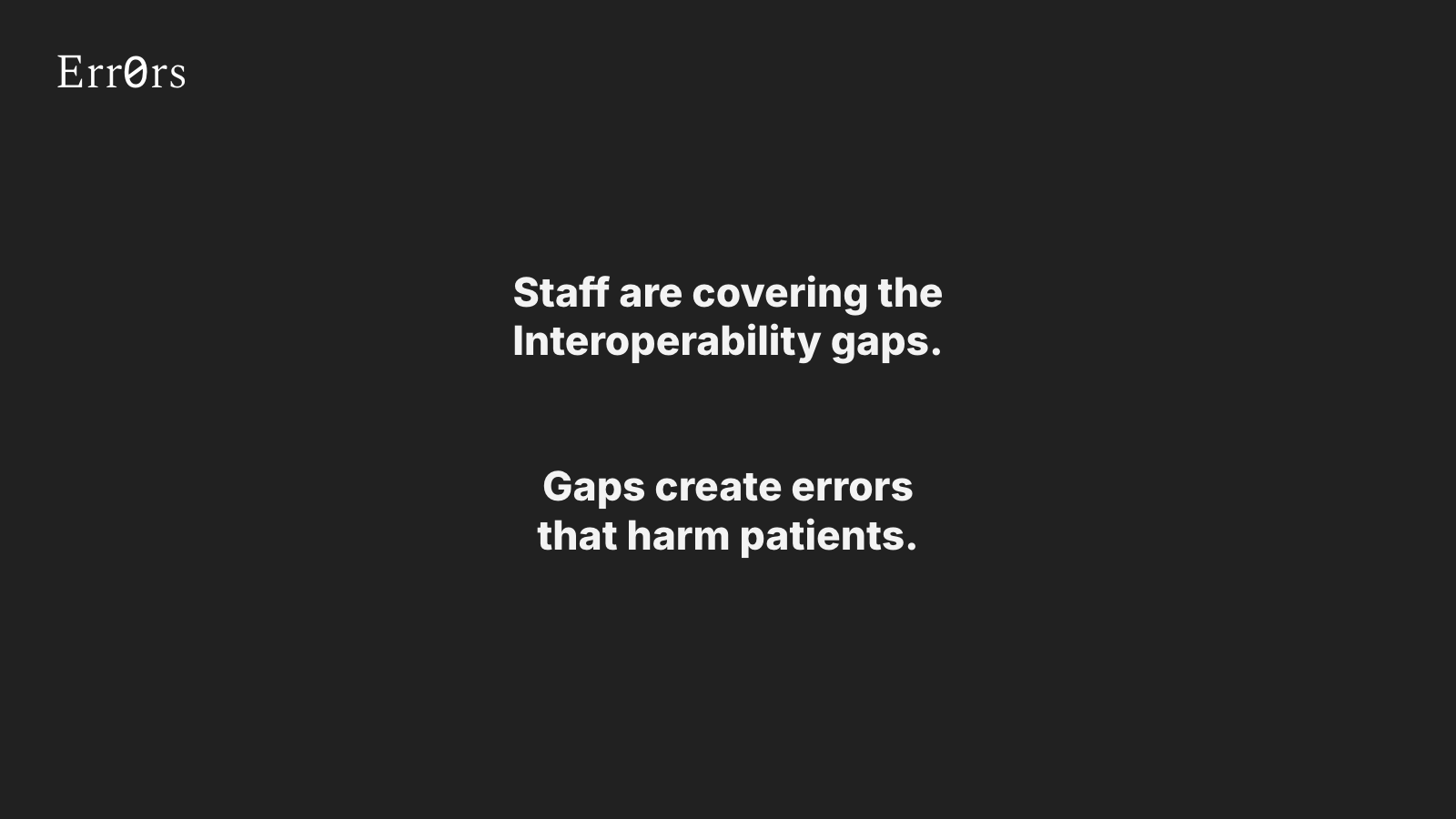 Staff are covering the Interoperability gaps. Gaps create errors that harm patients. Errors