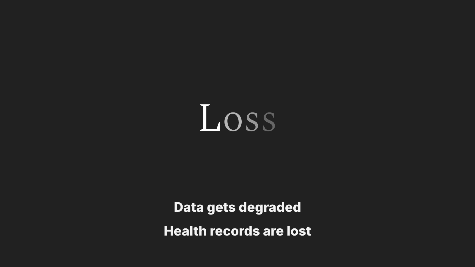 Loss: Data gets degraded. Health records are lost